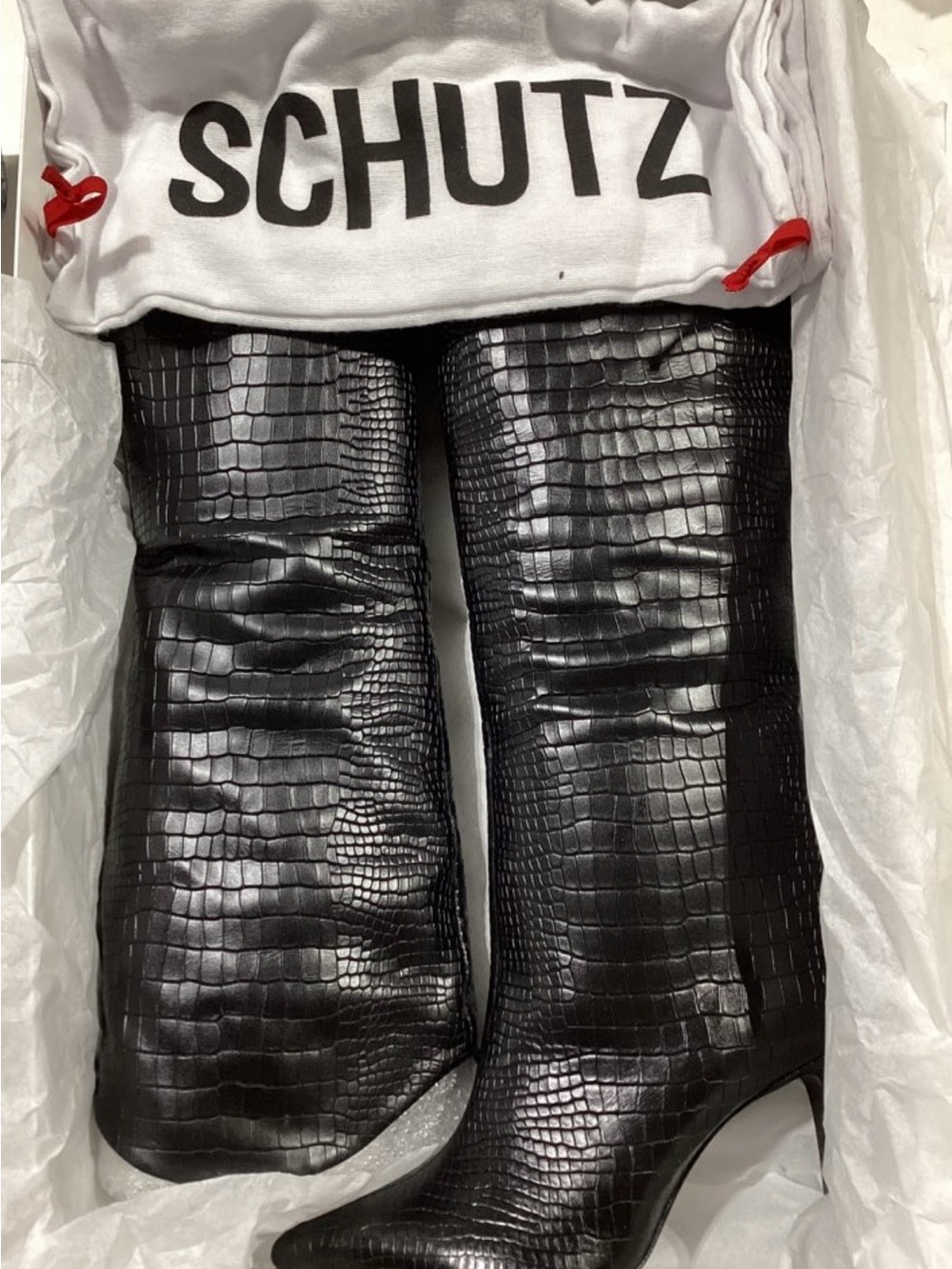 SCHUTZ Women's Maryana Leather Dress Boot - Size 7 Black - New in Box